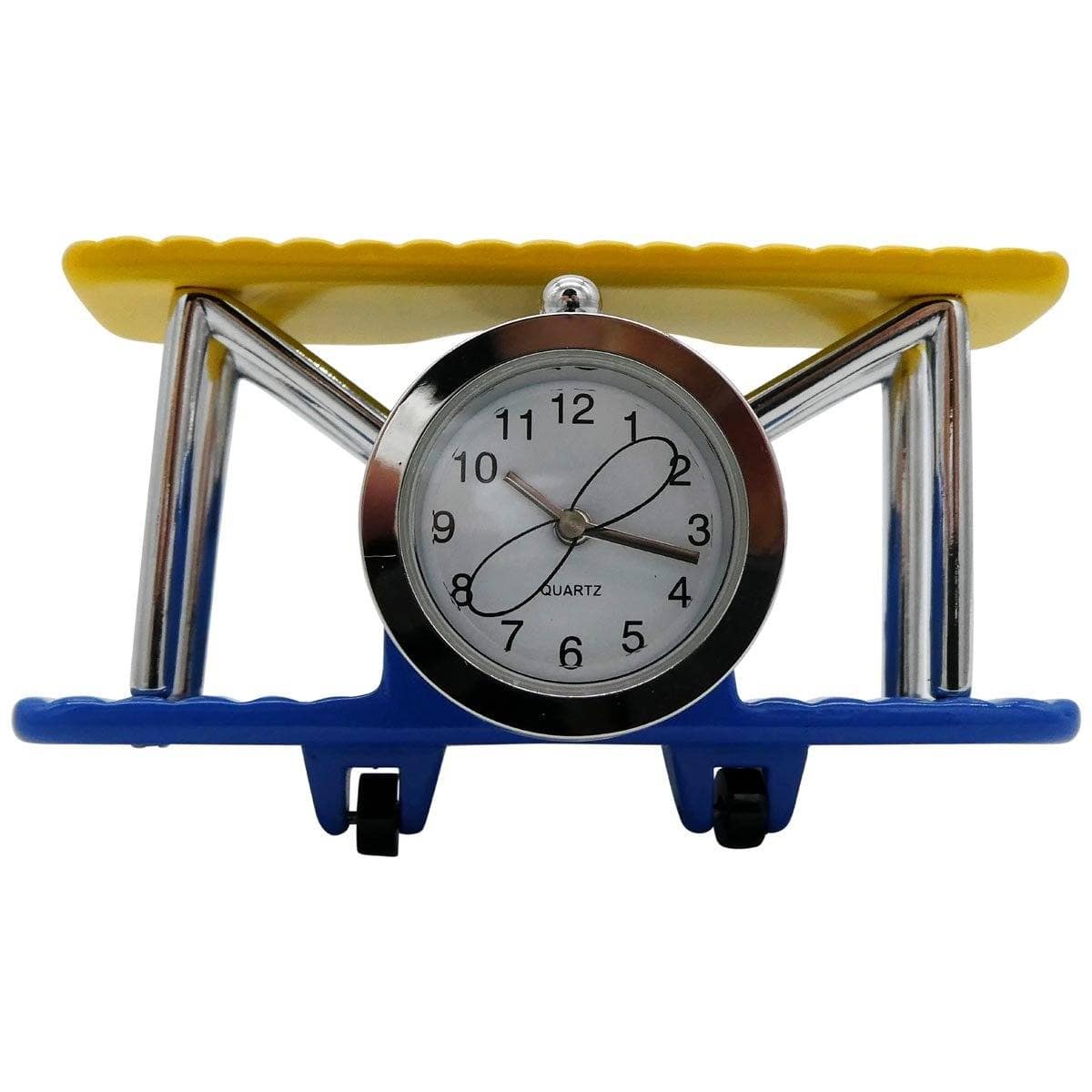 Pilot Toys Blue and Yellow Biplane Desk Clock