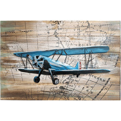 Pilot Toys Bygone Biplane Mixed Media Art - Blue