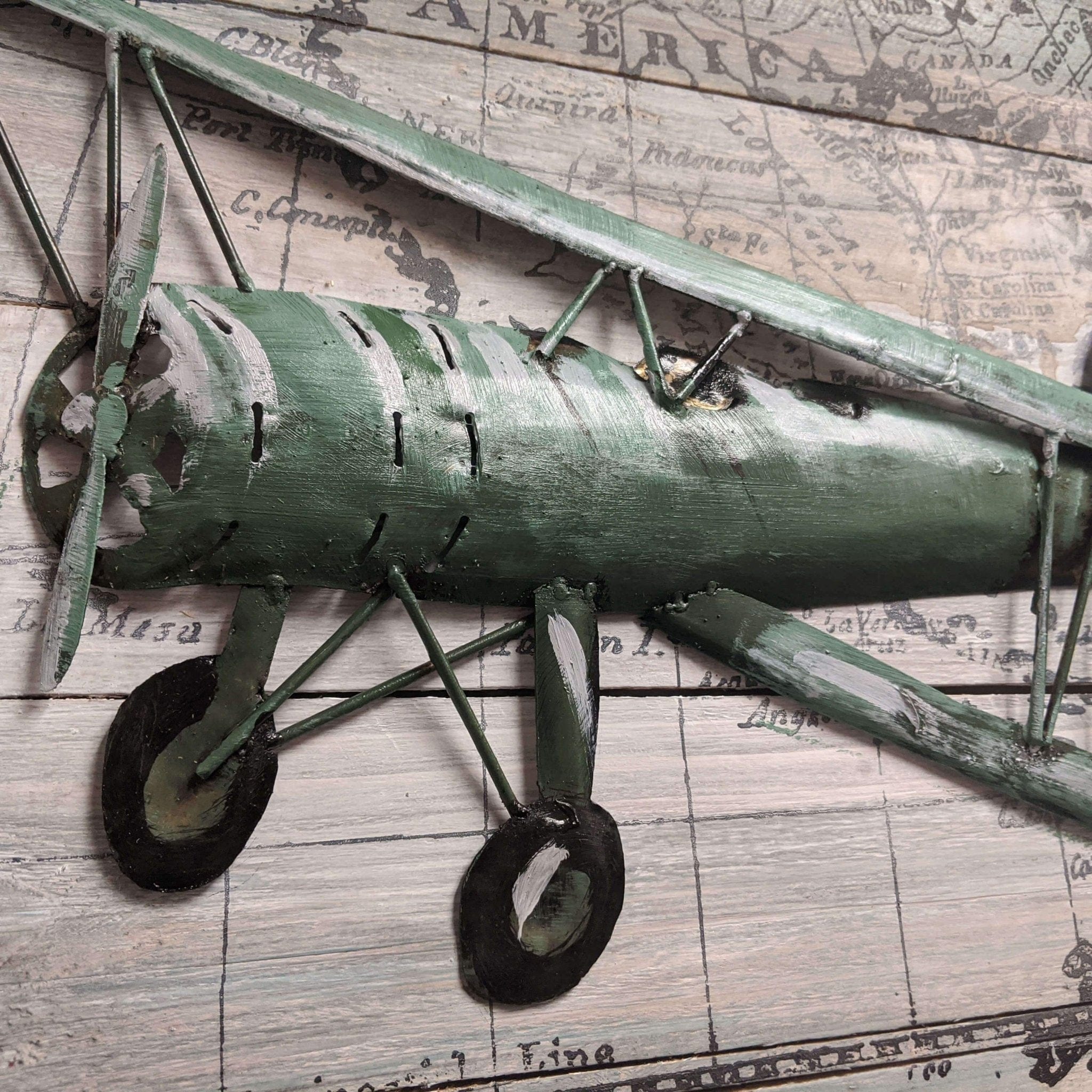 Pilot Toys Bygone Biplane Mixed Media Art - Green