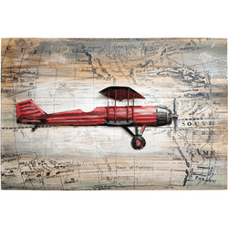 Pilot Toys Bygone Biplane Mixed Media Art - Red
