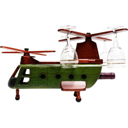 Pilot Toys Chinook Wood Helicopter Wine Glass and Bottle Holder