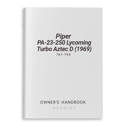 Piper PA-23-250 Lycoming Turbo Aztec D (1969) Owner's Handbook 761-794