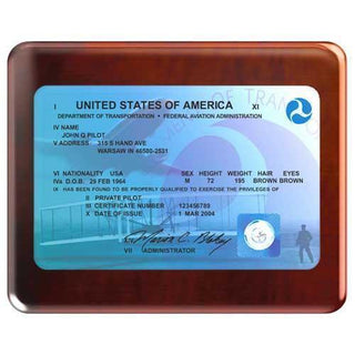 Placa de licencia de la FAA personalizada, solo en el frente, de palisandro premium