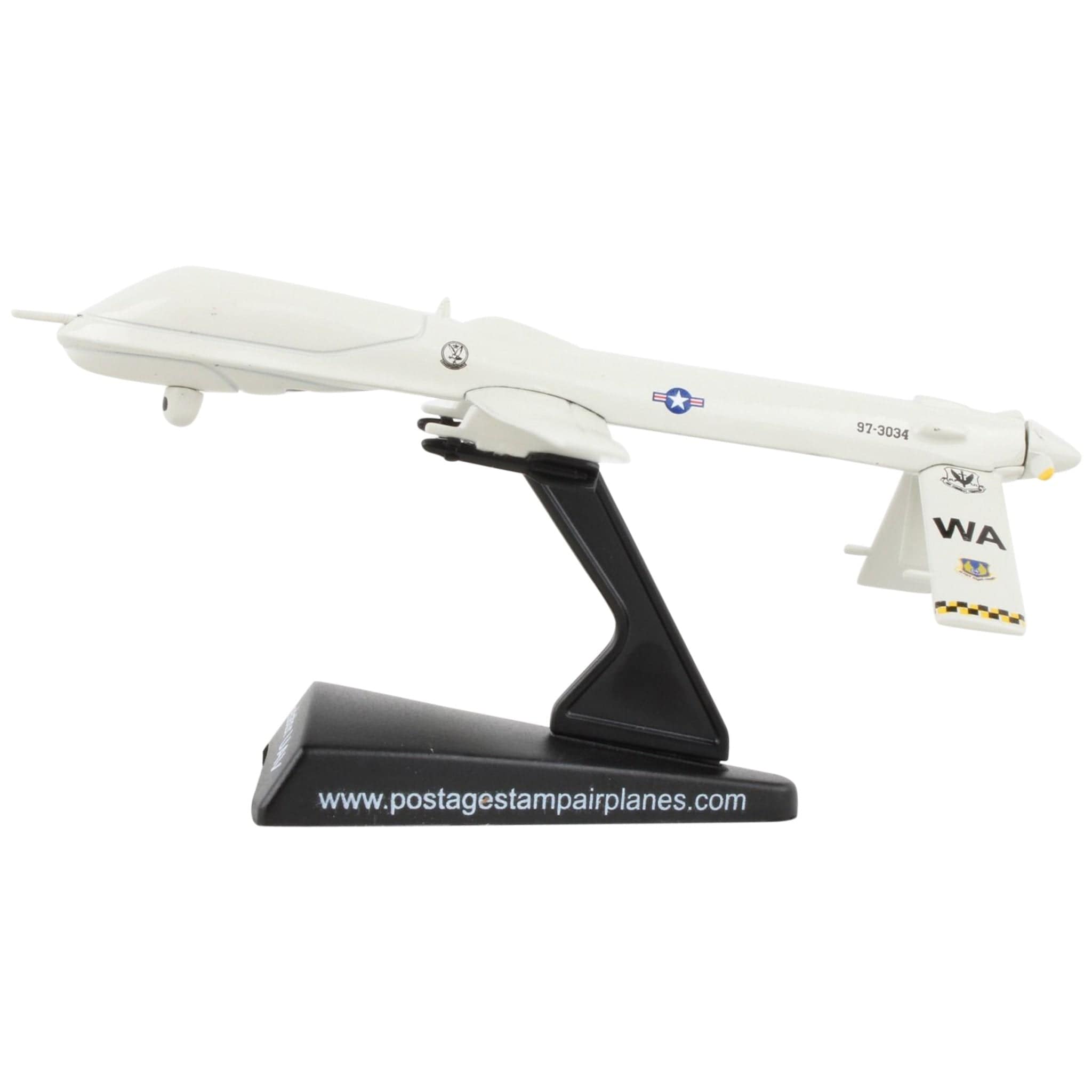 Postage Stamp RQ-1 USAF Predator UAV Drone w/Hellfire Missiles Die-Cast Metal Model Aircraft