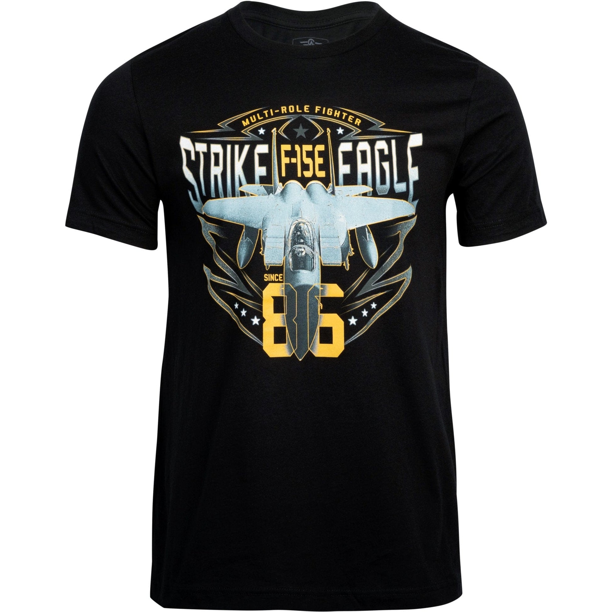 officially licensed gear Boeing F-15E Strike Eagle T-Shirt by Aeroplane Apparel Co. for Men, Black XL