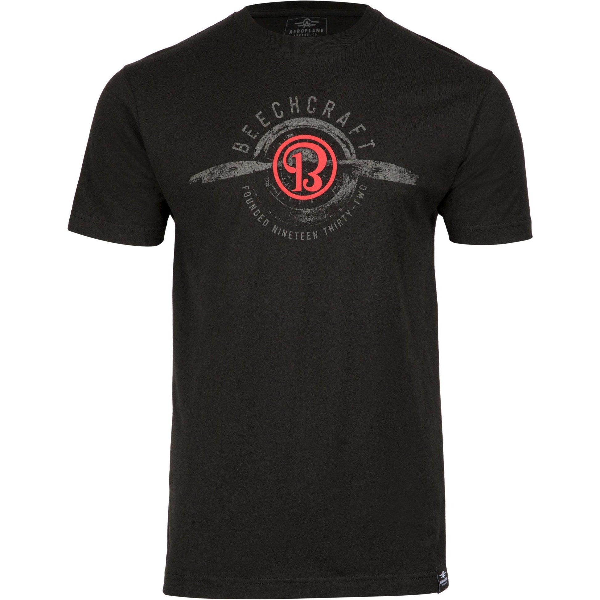 Aeroplane Apparel Company Shirts Small / Coal Beechcraft Logo Propeller Officially Licensed T-Shirt