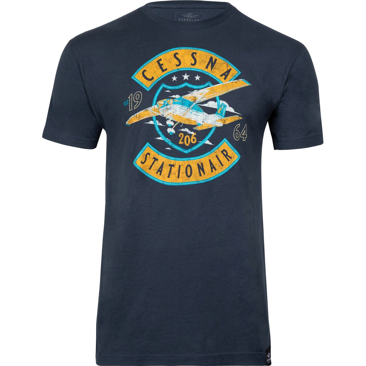Aeroplane Apparel Company Shirts Small / Indigo Cessna 206 Stationair In The Clouds Officially Licensed T-Shirt