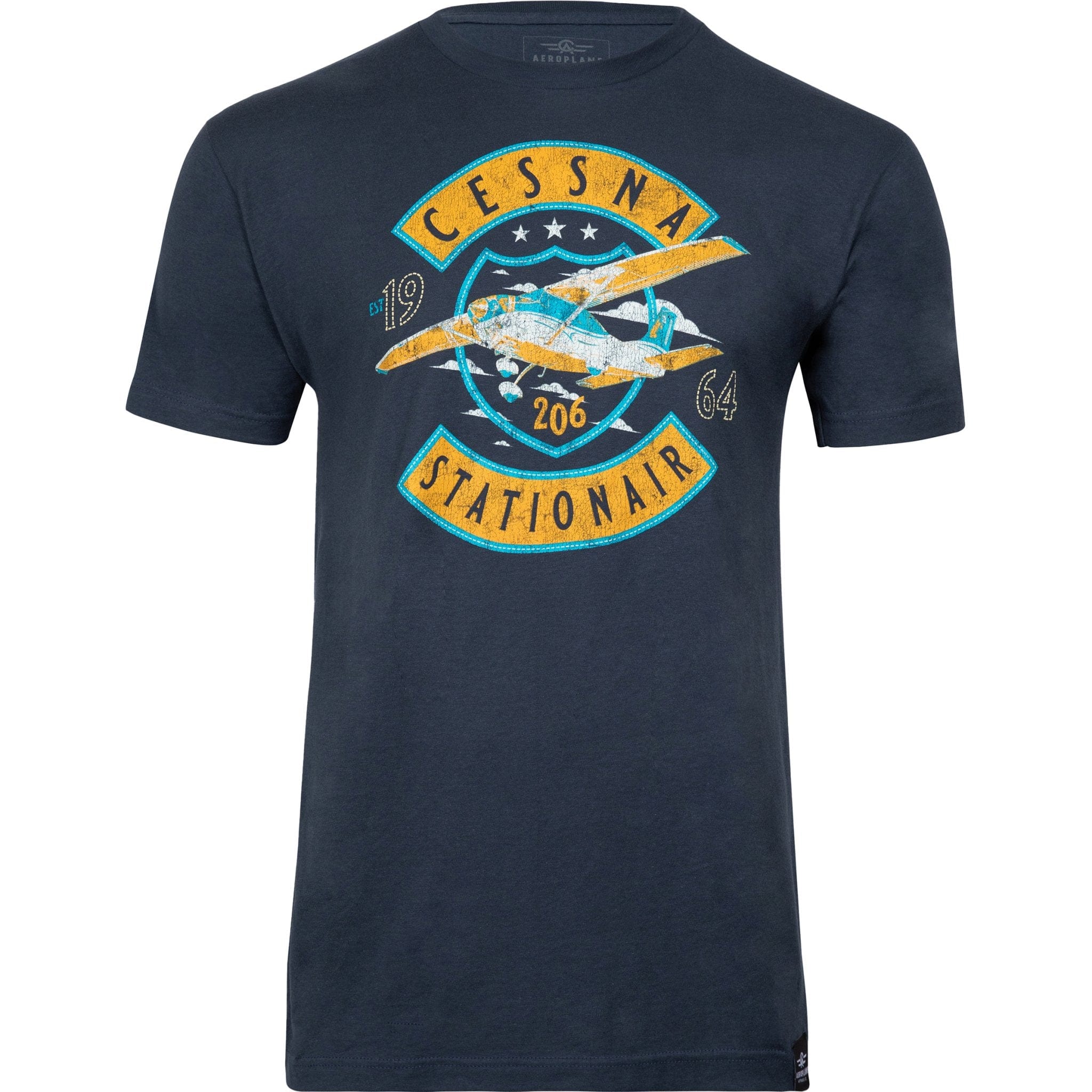 Aeroplane Apparel Company Shirts Small / Indigo Cessna 206 Stationair In The Clouds Officially Licensed T-Shirt