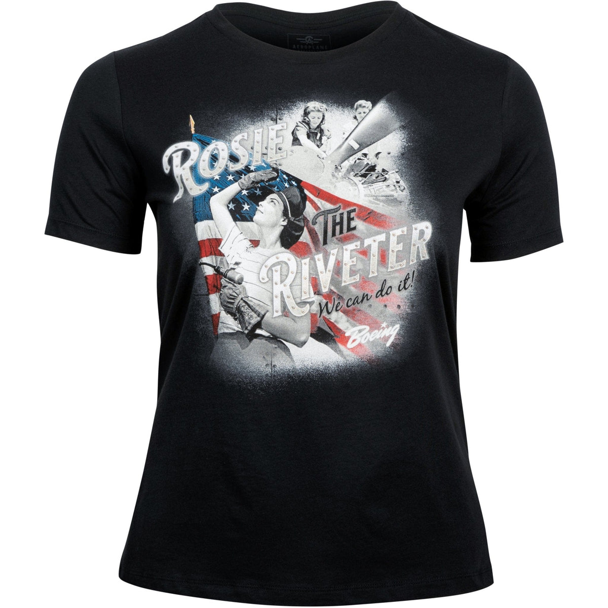 Aeroplane Apparel Company Shirts Small / Vintage Black Rosie the Riveter Officially Licensed Aeroplane Apparel Co. Women's T-Shirt
