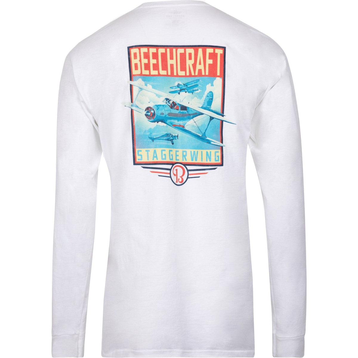 Aeroplane Apparel Company Shirts Small / White Beechcraft Staggerwing Officially Licensed Long Sleeve T-Shirt