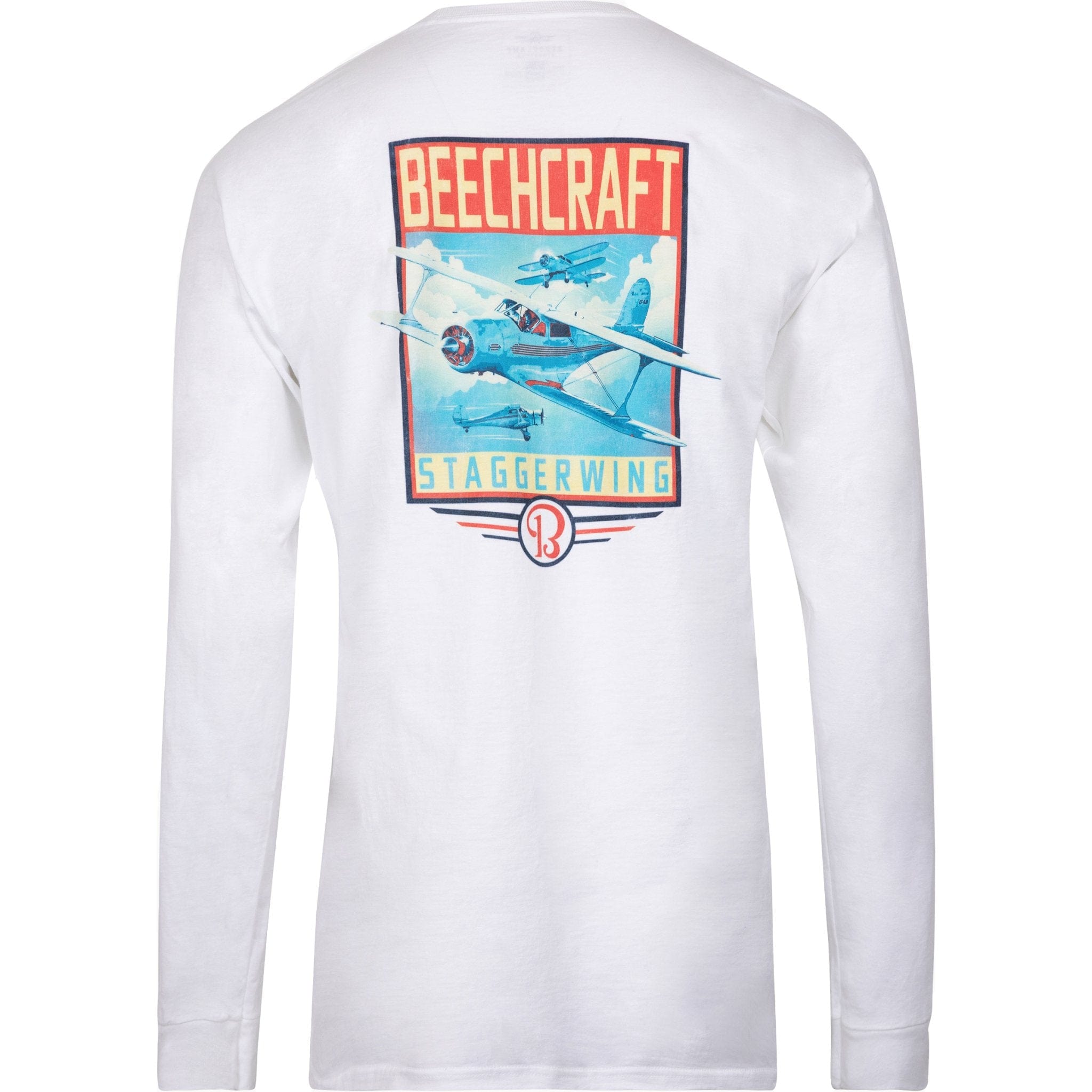 Aeroplane Apparel Company Shirts Small / White Beechcraft Staggerwing Officially Licensed Long Sleeve T-Shirt