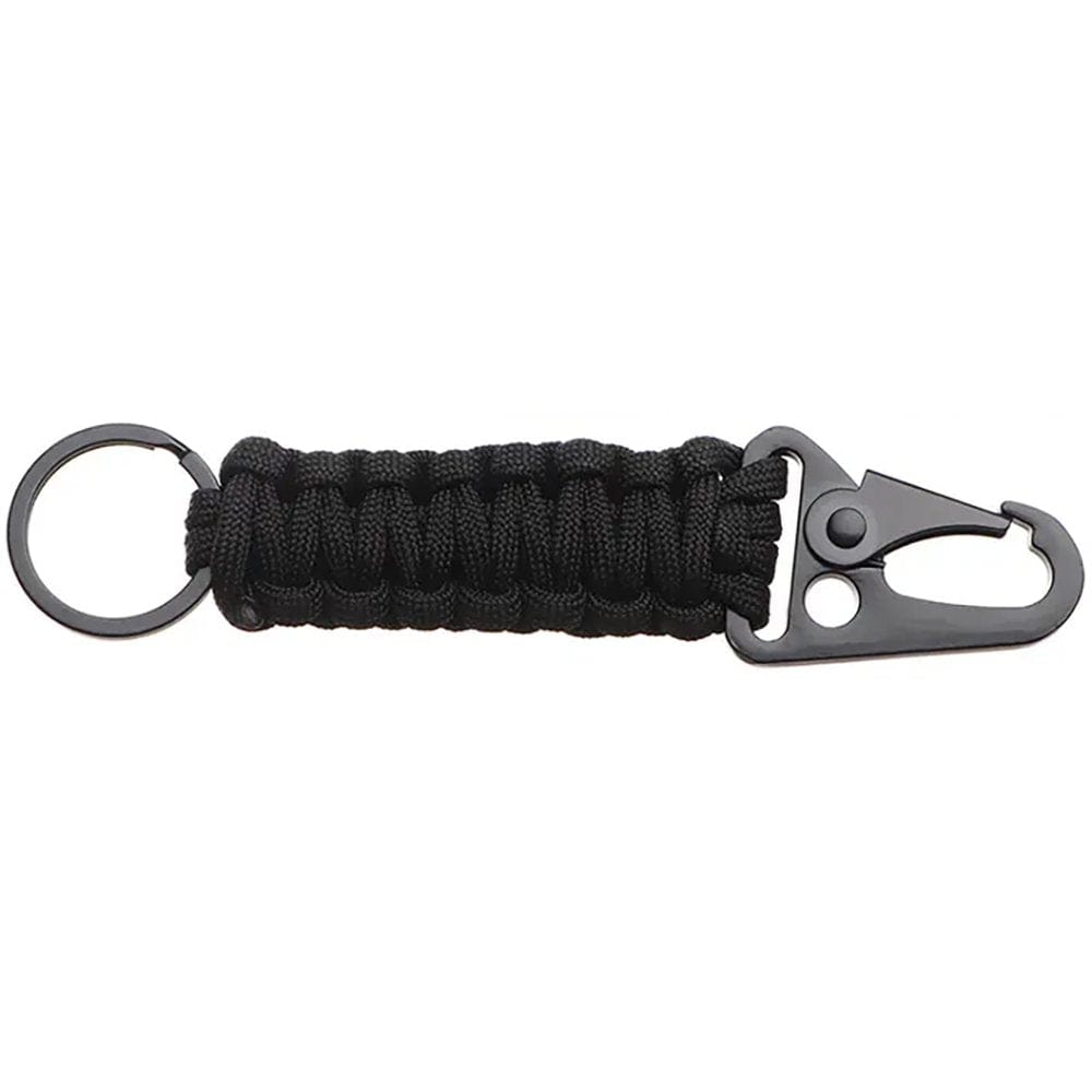 PilotMall.com Survival & Preparedness Black Paracord Keychain with Eagle Mouth Buckle