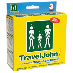 TravelJohn Resealable Disposable Urinal Bags (3 Pack) - PilotMall.com