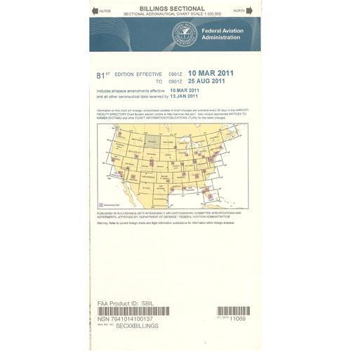 AeroNav Products VFR Sectional Aeronautical Charts FAA Billings Sectional - 04/17/25 thru 06/12/25