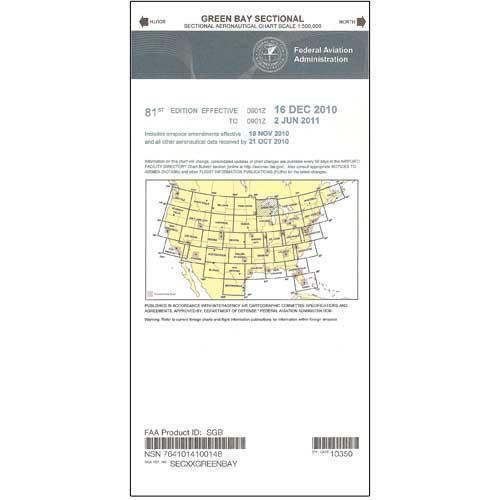 AeroNav Products VFR Sectional Aeronautical Charts FAA Green Bay Sectional - 04/17/25 thru 06/12/25