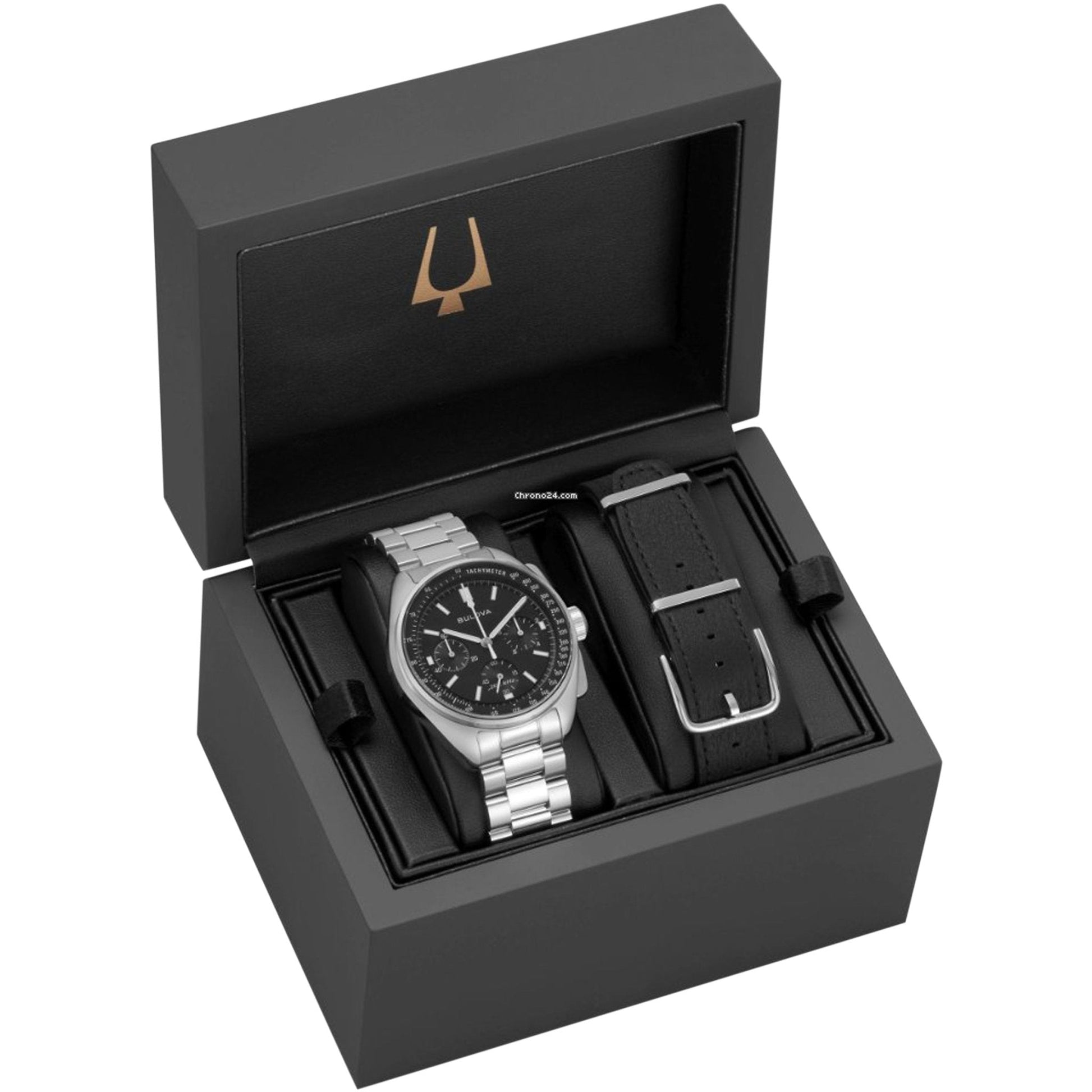 Bulova Watches Bulova Lunar Pilot Archive Chronograph Quartz Black Dial Watch 96K111