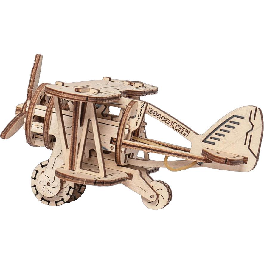 Wooden Mechanical Biplane Model - PilotMall.com